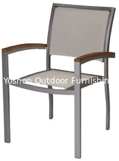 Silla apilada de aluminio para jardines al aire libre con eslingas de tejido texline-YS5612