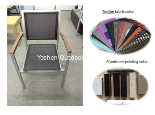 Silla apilada de aluminio para jardines al aire libre con eslingas de tejido texline-YS5612
