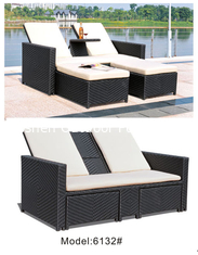 Muebles para piscinas interiores de 2 personas cama de sol exterior doble con mesa de bebidas ---6132