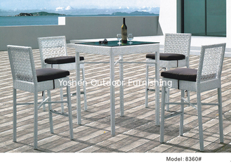 5 piezas de muebles exteriores de mimbre de ratan con espalda alta, mesa de silla de bar -8360