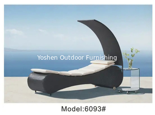 Sillón de playa de plástico, junto a la piscina, sillón de mimbre, sillón de rattan, sillón de canopy, cama exterior con cojín---6093
