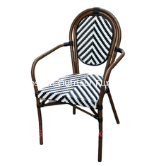 Muebles de aluminio de bambú apoyabrazos Balcón silla de jardín exterior silla de mimbre de plástico de ratan silla de resort---YS6610
