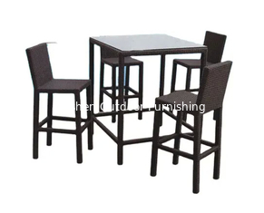 5 piezas de mesa de bar conjunto taburetes de bar exterior muebles de mimbre patio comedor alto bar conjunto---8103
