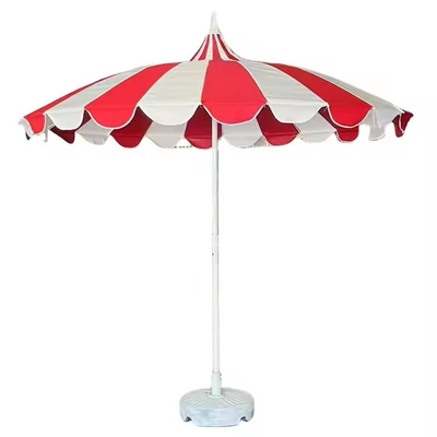 8.5 FT Pagoda de acero inoxidable en forma de mercado Parasoles de fibra de vidrio Ribas de la pagoda Paraguas de patio comercial