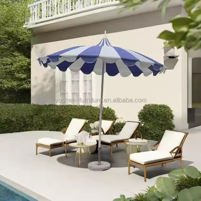 Sombrilla de patio pagoda con poste de acero inoxidable de 8.5 pies, varillas de fibra de vidrio, sombrilla de playa pagoda roja y blanca