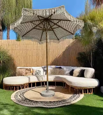 9 pies LA CONCHA Paraguas Macrame Parasol cuerda Crochet Tejido Patio Paraguas Paraguas Con Tassels Tassels Tejido Canopy Paraguas