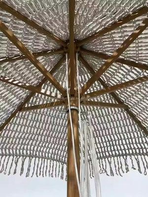 9 pies LA CONCHA Paraguas Macrame Parasol cuerda Crochet Tejido Patio Paraguas Paraguas Con Tassels Tassels Tejido Canopy Paraguas