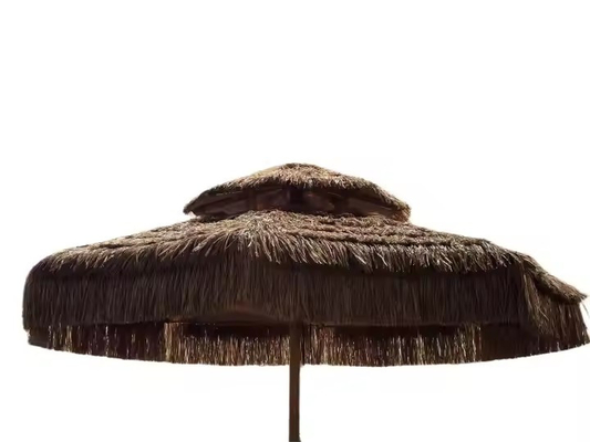 9 pies sintético sombrilla de la playa de paja 8 costillas plástico sombrilla de paja Tiki de arena de la playa de paja sombrilla con franjas