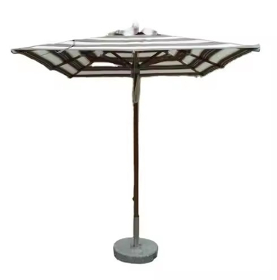 10 FT Tejido de rayas de sombrilla para patio de playa al aire libre con inclinación y manivela para muebles de restaurantes y pubs
