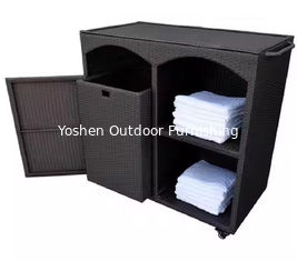 Accesorios para piscina: Gabinete de almacenamiento de ratán, carrito de mimbre para toallas junto a la piscina