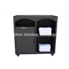 Accesorios para piscina: Gabinete de almacenamiento de ratán, carrito de mimbre para toallas junto a la piscina
