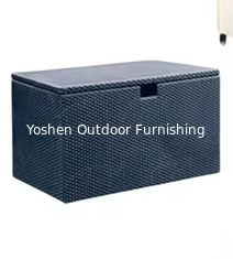 Decoración de piscina al aire libre, elegante mimbre, resina, caja de almacenamiento para patio trasero, cajas de cubierta de ratán y almacenamiento para patio
