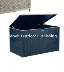 Decoración de piscina al aire libre, elegante mimbre, resina, caja de almacenamiento para patio trasero, cajas de cubierta de ratán y almacenamiento para patio