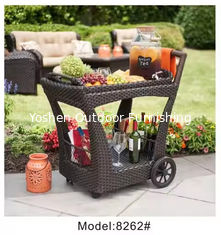 Hotel Portal Rattan Wicker Carro de plástico de vino tinto Servicio Carro de tranvía Restaurante bar Carro de bebidas con ruedas