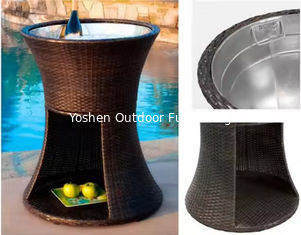 Muebles de piscina de resina de vidrio de plástico Rattan refrigerador de jardín Rattan refrigerador de bebidas