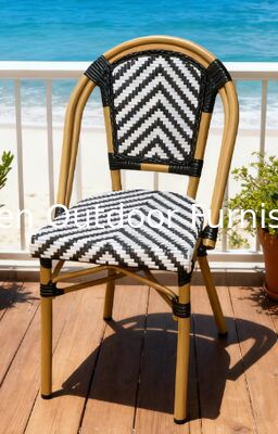 Bistro francés estilo todo tiempo Wicker de ratán Café Tienda silla de comedor silla de exterior apilada