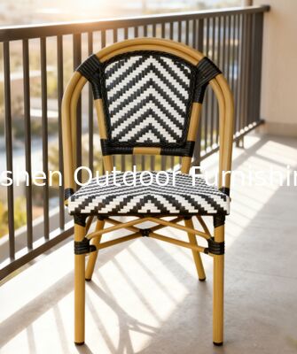 Bistro francés estilo todo tiempo Wicker de ratán Café Tienda silla de comedor silla de exterior apilada