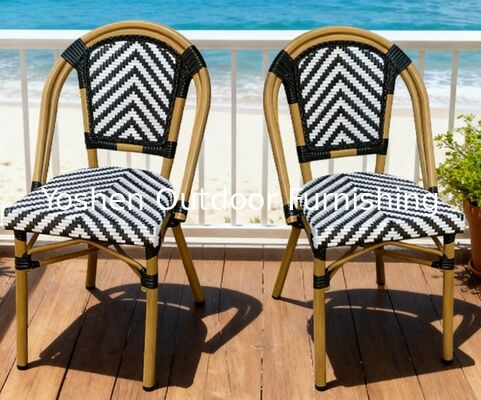 Bistro francés estilo todo tiempo Wicker de ratán Café Tienda silla de comedor silla de exterior apilada