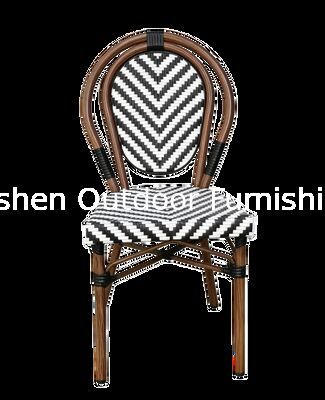 Muebles de exterior de ratán Todo tiempo Silla de jardín de ratán Silla de restaurante francesa Muebles de exterior de época en blanco y negro