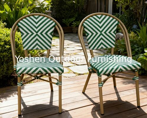 Silla de bistró francesa Yoshen verde para restaurante, cafetería y comedor al aire libre