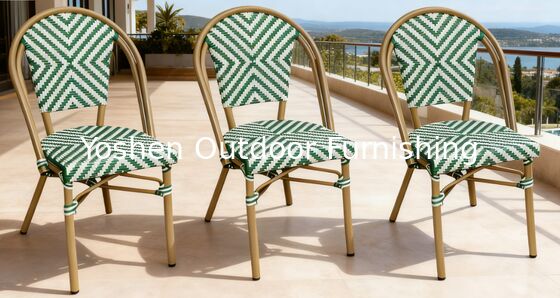 Silla de bistró francesa Yoshen verde para restaurante, cafetería y comedor al aire libre