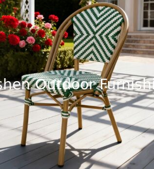 Silla de bistró francesa Yoshen verde para restaurante, cafetería y comedor al aire libre