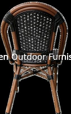 Silla de ratán tejido estilo francés de uso comercial, a cuadros blanco y negro, silla de comedor para patio para cafetería, restaurante, hotel