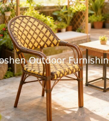 Silla de Bistro Francesa Silla de Rattan de estilo geométrico parisino para comidas al aire libre