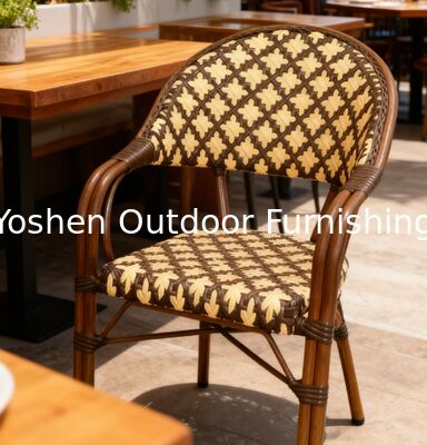 Silla de Bistro Francesa Silla de Rattan de estilo geométrico parisino para comidas al aire libre