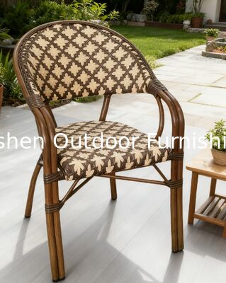 Silla de Bistro Francesa Silla de Rattan de estilo geométrico parisino para comidas al aire libre