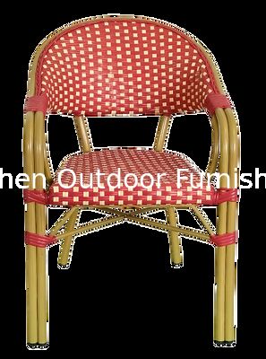 Estancia de borgoña rojo francés Bistro sillas de puerta al aire libre sillas de brazo de patio francés parisino para restaurante