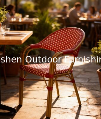 Estancia de borgoña rojo francés Bistro sillas de puerta al aire libre sillas de brazo de patio francés parisino para restaurante