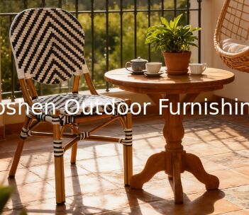 Silla de Bistro Francesa de Ratan de Aluminio de Bambú Cuadro Pintado Flechas de cebra con rayas Blanco Negro Silla de Exterior