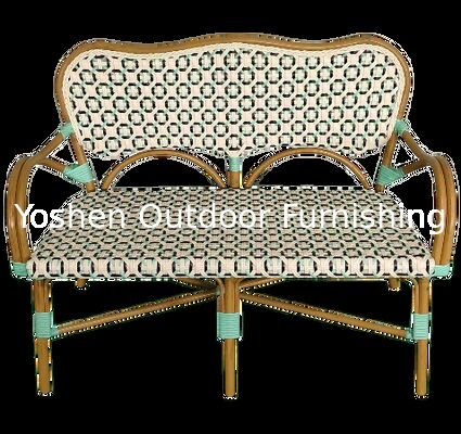 Banquete de Bistro Francés de Rattan con respaldo y reposabrazos para el patio de césped del porche