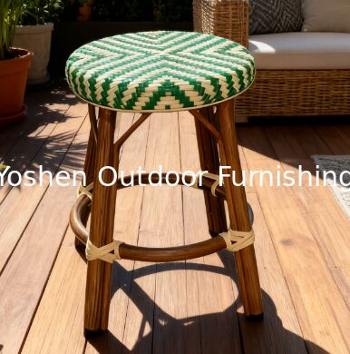 Taburetes de bar rústicos franceses vintage al por mayor, de ratán y mimbre, para mostrador, sillas de bistró