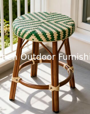 Taburetes de bar rústicos franceses vintage al por mayor, de ratán y mimbre, para mostrador, sillas de bistró