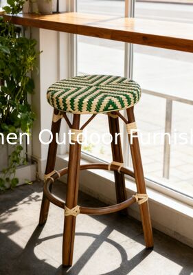 Taburetes de bar rústicos franceses vintage al por mayor, de ratán y mimbre, para mostrador, sillas de bistró