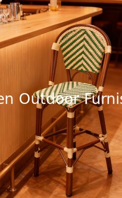 Juego de taburetes de bar estilo bistró francés, taburetes de altura de mostrador vintage con respaldo de mimbre