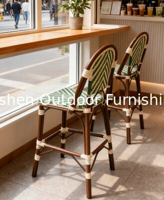 Juego de taburetes de bar estilo bistró francés, taburetes de altura de mostrador vintage con respaldo de mimbre