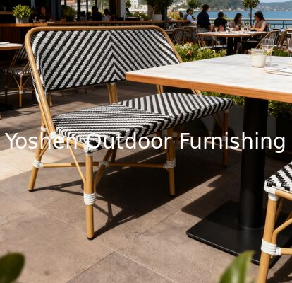 Sofá exterior estilo bohemio chic con moderno patrón de chevrón para jardín, balcón, césped o terraza