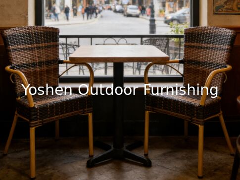 Silla de mimbre de jardín con aspecto de bambú y aluminio, silla de café para exteriores, silla de cafetería de plástico