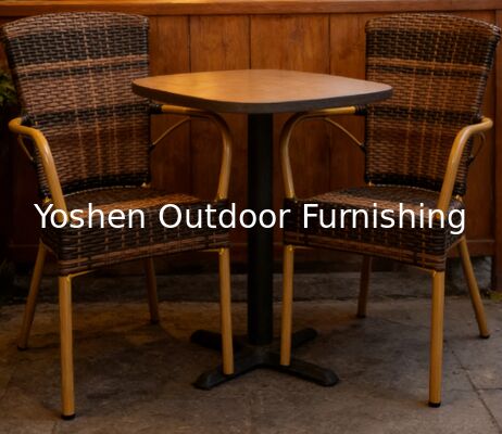 Silla de mimbre de jardín con aspecto de bambú y aluminio, silla de café para exteriores, silla de cafetería de plástico