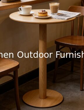 Mesa de bar para exteriores con tapa de aluminio dorado champán para balcón, terraza y zona lounge. Diseño minimalista