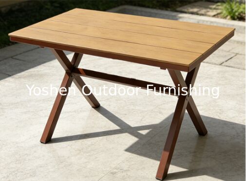 Mesa de comedor de ratán oval de aluminio de 6 asientos para el patio del hotel Resort