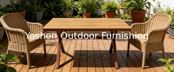 Mesa de comedor de ratán oval de aluminio de 6 asientos para el patio del hotel Resort