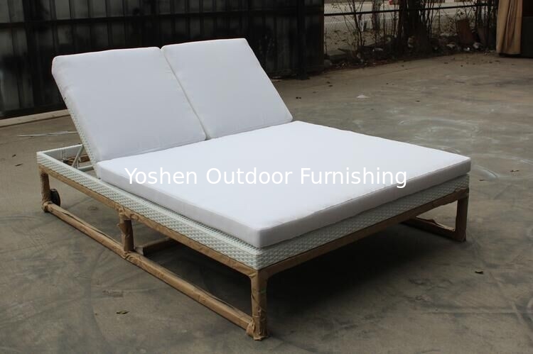 YOSHEN al aire libre SS metal tumbona de rattan/Wicker tumbona de cama de día-6068-1