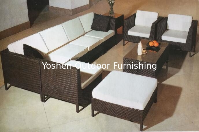 8 piezas de patio exterior de mimbre de ratan conversación modular Deep Seat sofá conjunto con una sola silla-9029