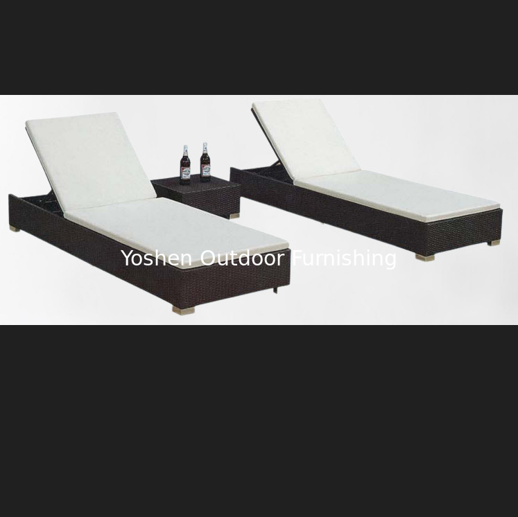 Hotel de complejo popular de mimbre de ratán al aire libre cama de sol de plástico cama de aluminio al aire libre piscina cama jardín---6238