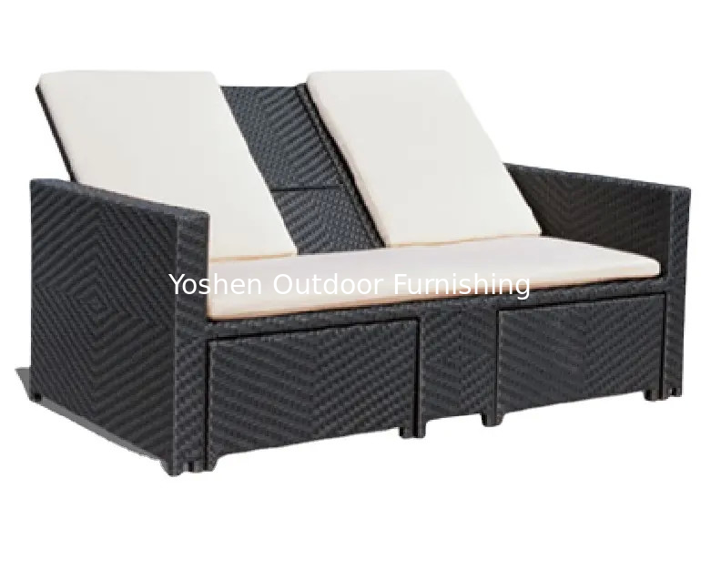 Cama de la piscina exterior de mimbre de ratán silla de la piscina de resina tumbona de la piscina sillas de descanso de la piscina---6132