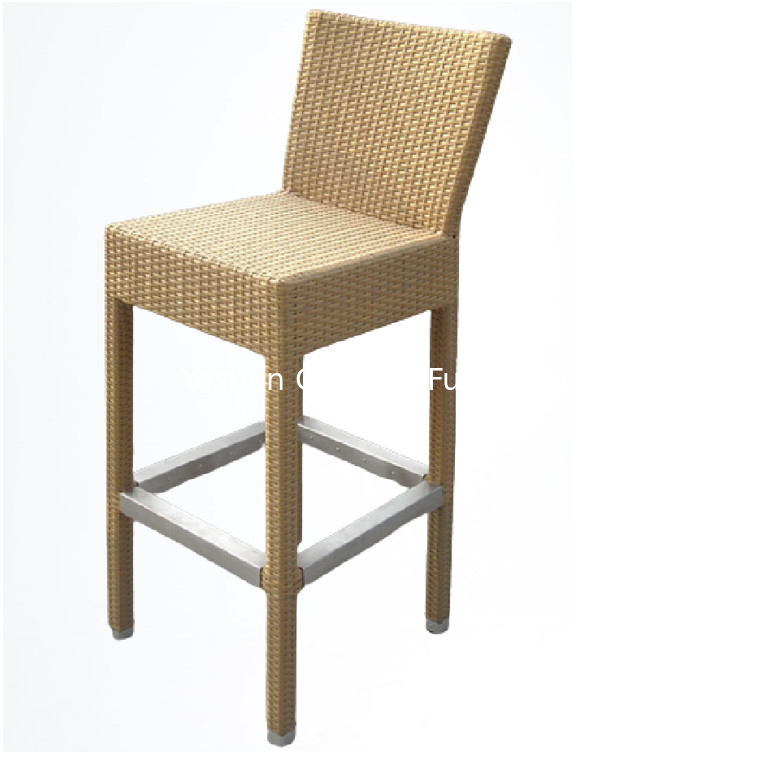 Silla de bar de resina PE de ratan de mimbre, hotel de complejo de jardín, Bistro, silla de bar de altura, taburetes de bar al aire libre---YS5608
